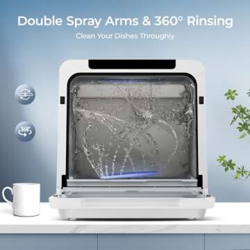 Euhomy Portable Dishwasher with 8 Programs & 5L Water Tank