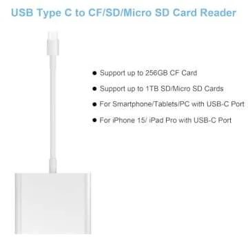 TIANSONG USB C SD Card Reader for iPhone 15/Mac/iPad, 3-Slot USB Type C to CF/SD/TF Card Adapter Supports Compact Flash/Micro SD Card Compatible with MacBook Pro/Air iMac M1 M2 Android Galaxy S22 S23
