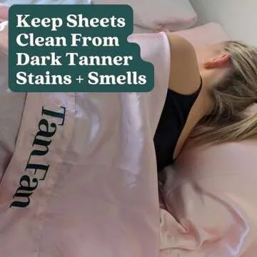 Tan Fan Self Tan Sleep Sac for Dark Tanner + Self Tan Drying Powder Kit - Keep Sheets Clean in 100% Cool Silky Poly + Stop Sticky Sunless Tanner Feeling - 100% Vegan Talc-Free Natural Blend w Brush