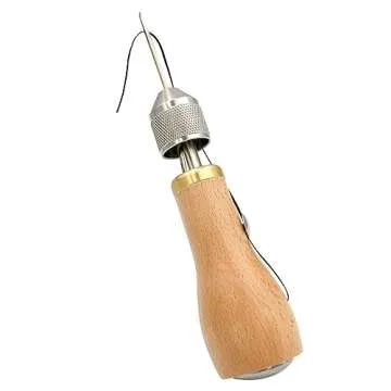 Professional Sewing Awl Hand Stitcher Repair Tool Kit for Leather and Heavy Fabrics with 2PCS Needles, 1PC Coil and Yarn/Threads