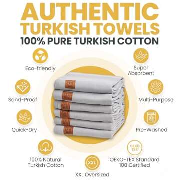 Gold CASE Turkish Beach Towel Set of 6 – 100% Cotton Large Turkish Bath Towels 70 x 38'' – LYCIA...