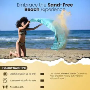 Gold CASE Turkish Beach Towels - Set of 6 Lightweight and Quick Dry