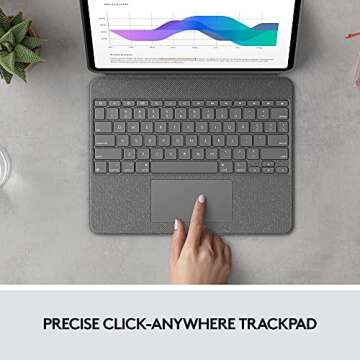 Logitech Combo Touch iPad Pro 12.9-inch (5th, 6th gen - 2021, 2022) Keyboard Case - Detachable Backlit Keyboard with Kickstand, Click-Anywhere Trackpad, Smart Connector - Oxford Gray; USA Layout