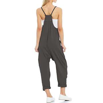 Ru Sweet Women's Casual Loose Sleeveless Jumpsuits Spaghetti Strap V Neck Harem Long Pants Overalls with Pockets
