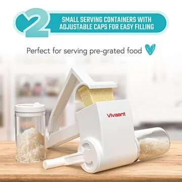 Restaurant-Grade Italian Cuisine Rotary Cheese Grater with Handle - Perfect Heavy-Duty Parmesan Cheese Grater - Effortlessly Shred and Shave Cheese with 2 Easy to clean Stainless Steel Drum Blades