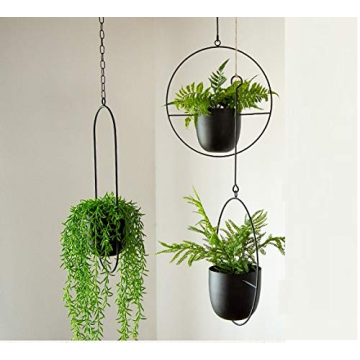 Boho Black Metal Plant Hanger for Modern Home Decor