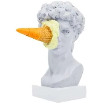 JTZXJJX 6.3 Inch Ice Cream David Head Resin Sculpture Statue for Living Room, Office, Bookshelf, Coffee Table Decorative Statues (White)