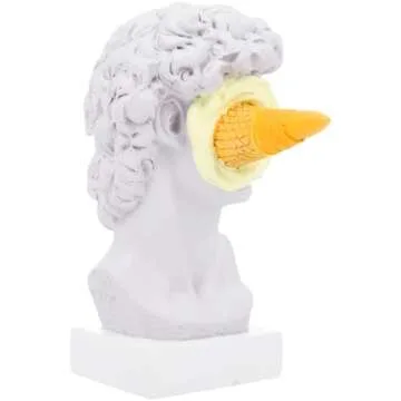 JTZXJJX 6.3 Inch Ice Cream David Head Resin Sculpture Statue for Living Room, Office, Bookshelf, Coffee Table Decorative Statues (White)