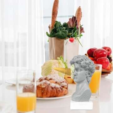 JTZXJJX 6.3 Inch Ice Cream David Head Resin Sculpture Statue for Living Room, Office, Bookshelf, Coffee Table Decorative Statues (White)