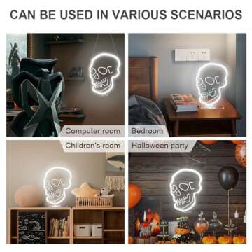 Skull Neon Sign Cool for Wall Decor, Skeleton Head Led Light Up Signs for Beer Bar Bedroom Game Room Man Cave Halloween Party, 10.2"x8" Powed by USB, Holiday Gifts for Boys & Girls
