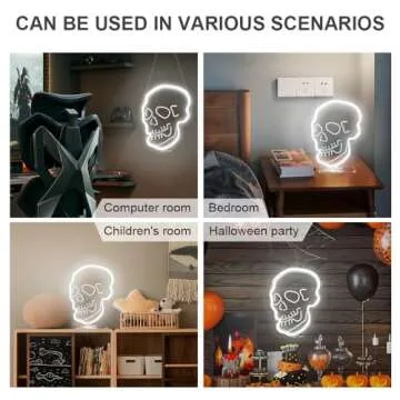 Skull Neon Sign Cool for Wall Decor, Skeleton Head Led Light Up Signs for Beer Bar Bedroom Game Room Man Cave Halloween Party, 10.2"x8" Powed by USB, Holiday Gifts for Boys & Girls