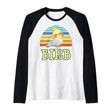 Birb Meme Yellow Cockatiel Lover Gift Bird Watcher Christmas Raglan Baseball Tee