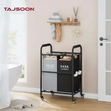 Tajsoon 2 Bag Laundry Sorter Cart with Heavy Duty Wheels