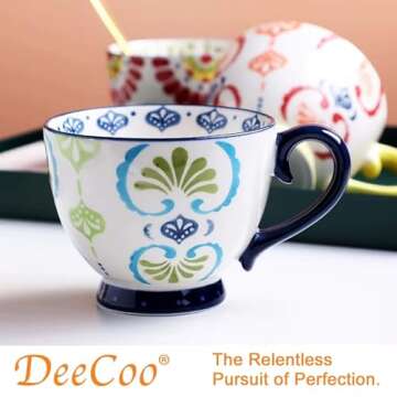 DeeCoo Set of 4 , 15 Ounce Ceramic Coffee Mugs Restaurant Coffee Mug, Large-sized Black Coffee Mugs ...