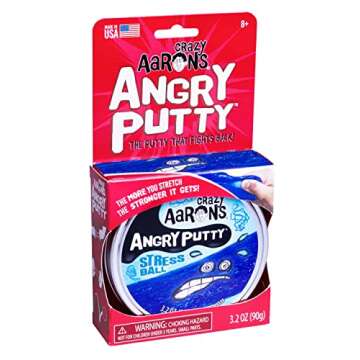 Crazy Aaron’s Stress Ball Angry Thinking Putty - 4" Tin See-Through, Soft Texture ThinkingPutty - Non-Toxic Sensory Play - Never Dries Out - Creative Toy for Ages 3+