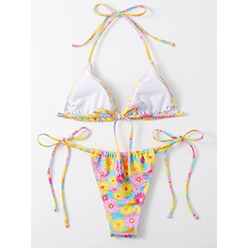 Stylish SOLY HUX Floral Print Adjustable Bikini Set