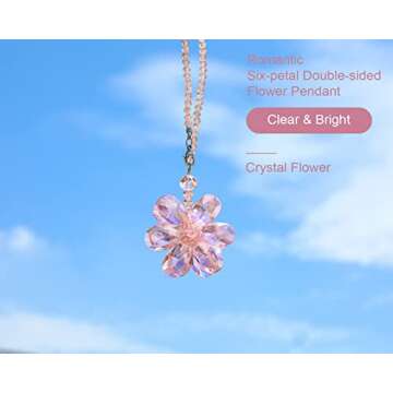 Elegant Pink Crystal Flower Car Hanging Ornament for All Cars