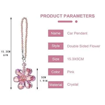 Elegant Pink Crystal Flower Car Hanging Ornament for All Cars