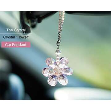 Elegant Pink Crystal Flower Car Hanging Ornament for All Cars