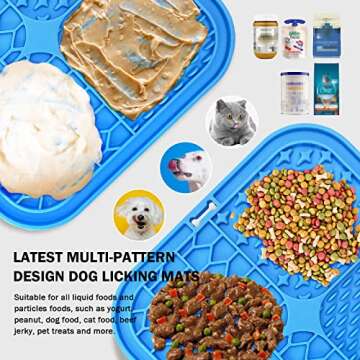 TDZWIN Licking Mat for Dogs, Dog Licking Mat Slow Feeder Dog Bowls, Dog Peanut Butter Lick Pad with Suction Cups for Anxiety Relief Perfect for, Treats, Yogurt BPA Free Blue