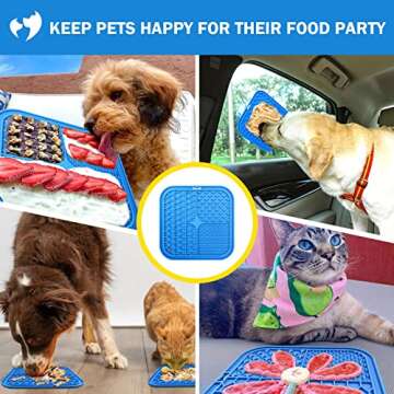 TDZWIN Licking Mat for Dogs, Dog Licking Mat Slow Feeder Dog Bowls, Dog Peanut Butter Lick Pad with Suction Cups for Anxiety Relief Perfect for, Treats, Yogurt BPA Free Blue