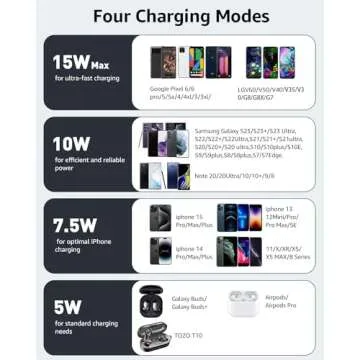 TOZO W1 Wireless Charger, 10W Qi-Certified Charging Pad with Aviation Aluminum Computer Numerical Control Technology Compatible with iPhone 16/16 Plus/16 Pro Max/15 14 13 12 and Samsung Galaxy Series