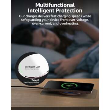 TOZO W1 Wireless Charger, 10W Qi-Certified Charging Pad with Aviation Aluminum Computer Numerical Control Technology Compatible with iPhone 16/16 Plus/16 Pro Max/15 14 13 12 and Samsung Galaxy Series