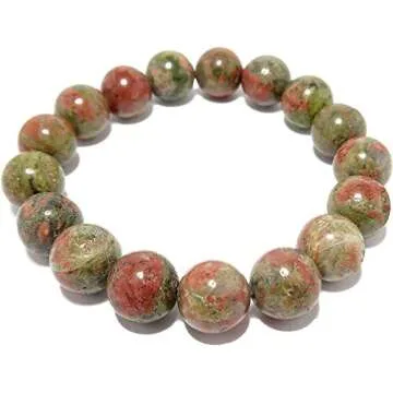 Unakite Bracelet 8mm Round Gemstone Handmade Stretch Jewelry