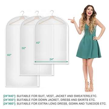 Durable Garment Bags for Storage, Clear and Moth Proof