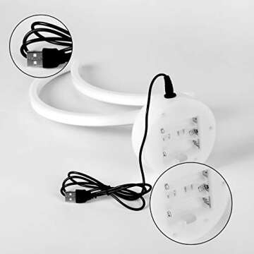 USB or Battery Led Neon Sign Art Decorative Lights Table Decoration Neon Lamp with Base,Moon Neon Night Light for Luau Summer Party Children Kids Gifts Wall Art Bedroom Home (Yellow)