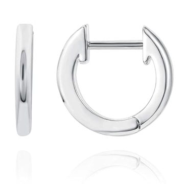 PAVOI 18K White Gold Vermeil Sterling Silver Cuff Earrings Huggie Stud | Small Hoop Earrings for Wom...