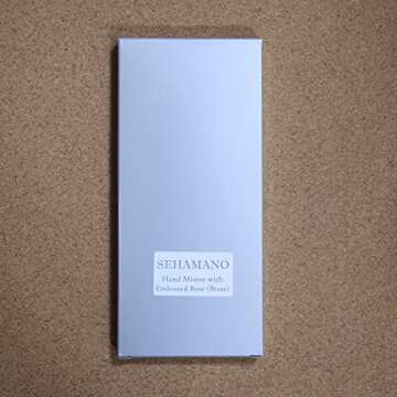 SEHAMANO Vintage Hand Mirror with Embossed Rose on The Back Handheld Makeup Beauty Metal Mirror Compact Purse Small Mirror (Brass (Matt Gold))