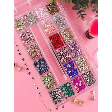 1000Pcs Heart Rhinestones for Nail Diamond Charms EBANKU Heart Nail Art Gems Decals AB Shiny Valentine's Day Nail Art Decorations Rhinestones for Nails Craft Holiday