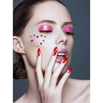 1000Pcs Heart Rhinestones for Nail Diamond Charms EBANKU Heart Nail Art Gems Decals AB Shiny Valentine's Day Nail Art Decorations Rhinestones for Nails Craft Holiday