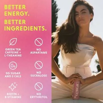 GORGIE Original Variety, Sugar-Free Natural Energy Drink Sparkling, Healthy Energy Drinks - Green Tea, Biotin, B Vitamins -150mg Caffeine, Vegan, & Low Calorie (Pack of 12)