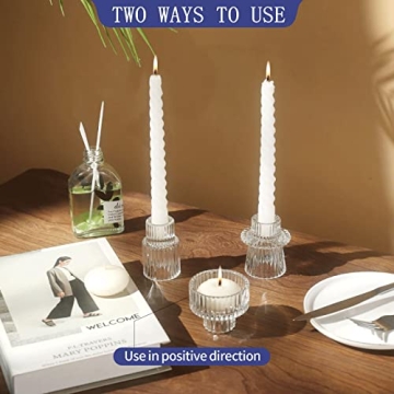 IYOUYA Clear Candle Holders for Pillar and Taper Candles