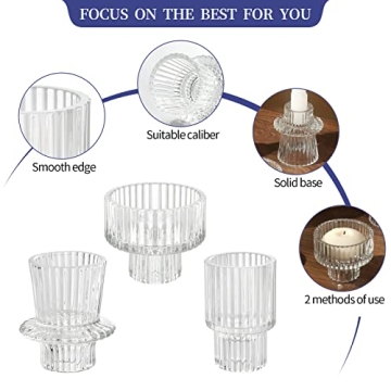 IYOUYA Clear Candle Holders for Pillar and Taper Candles