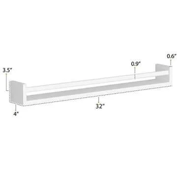 Wallniture Utah 32" White Nursery Bookshelves Wall Mounted, Wood Floating Book Shelves for Kids Room Set of 2