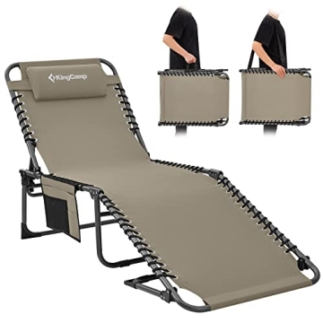 KingCamp Chaise Lounge Outdoor 5-Position Adjustable Patio Lounge Chair,Folding Tanning Chair for La...