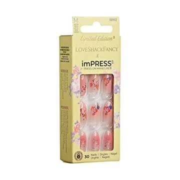 KISS LoveShackFancy x imPRESS Press-On Manicure Limited Edition, Style "Citrus Candy" Medium Almond ...