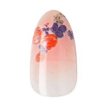 KISS LoveShackFancy x imPRESS Press-On Manicure Limited Edition, Style "Citrus Candy" Medium Almond Pink Press-On Nails, Includes Prep Pad, Mini Nail File, Cuticle Stick, & 30 Fake Nails