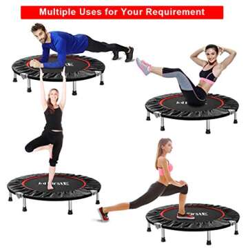 FirstE 40" Portable Trampoline for Adults, Foldable Exercise Trampolines Fitness Trampoline, Bungee Rebounder Trampoline for Kids Jump, Inside Workout Trampoline for Indoor Outdoor, Max Load 330lbs