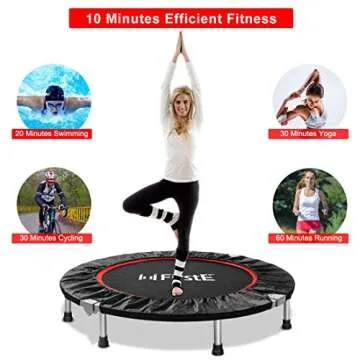 FirstE 40" Portable Trampoline for Adults, Foldable Exercise Trampolines Fitness Trampoline, Bungee Rebounder Trampoline for Kids Jump, Inside Workout Trampoline for Indoor Outdoor, Max Load 330lbs