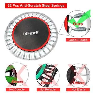 FirstE 40" Portable Trampoline for Adults, Foldable Exercise Trampolines Fitness Trampoline, Bungee Rebounder Trampoline for Kids Jump, Inside Workout Trampoline for Indoor Outdoor, Max Load 330lbs