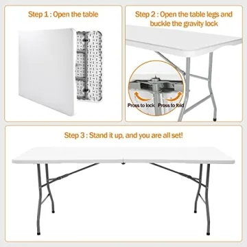 ANJONG ANJ 6FT Foldable Plastic Utility Dining Table
