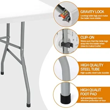 ANJONG ANJ 6FT Foldable Plastic Utility Dining Table