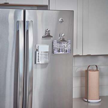 iDesign Forma Magnetic Modern Pen and Pencil Holder, Metal Writing Utensil Storage Organizer for Kitchen, Locker, Home, or Office, Set of 1, Brushed