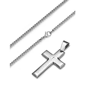 LOYALLOOK 2pcs Stainless Steel Cross Pendant Necklace Set