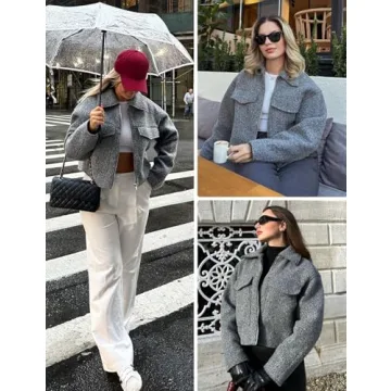 Stylish Wyeysyt Women's Wool Blend Bomber Jacket for Winter