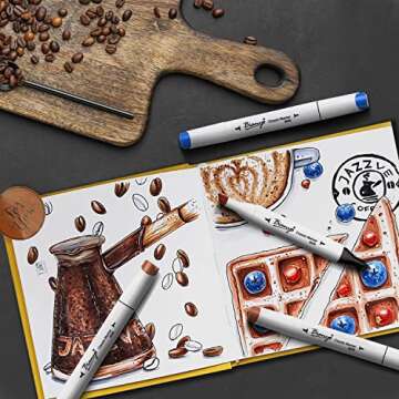 Bianyo 180 Colors Alcohol Markers Set, Dual Tip Fine & Chisel Art Markers for Drawing, Sketching & Coloring – Includes Black Canvas Bag with Customizable Card, Perfect for Artists & Crafters